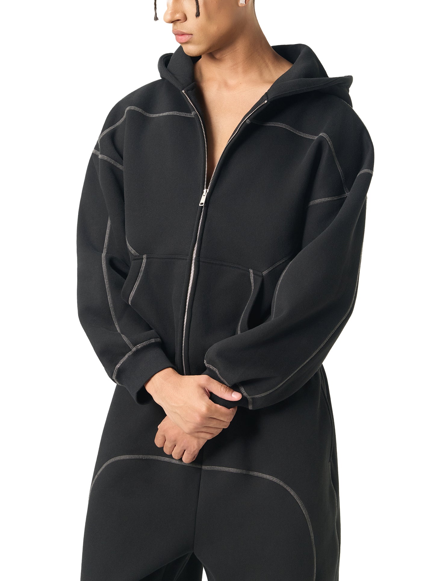 Zip Hoodie with Highlight Seams